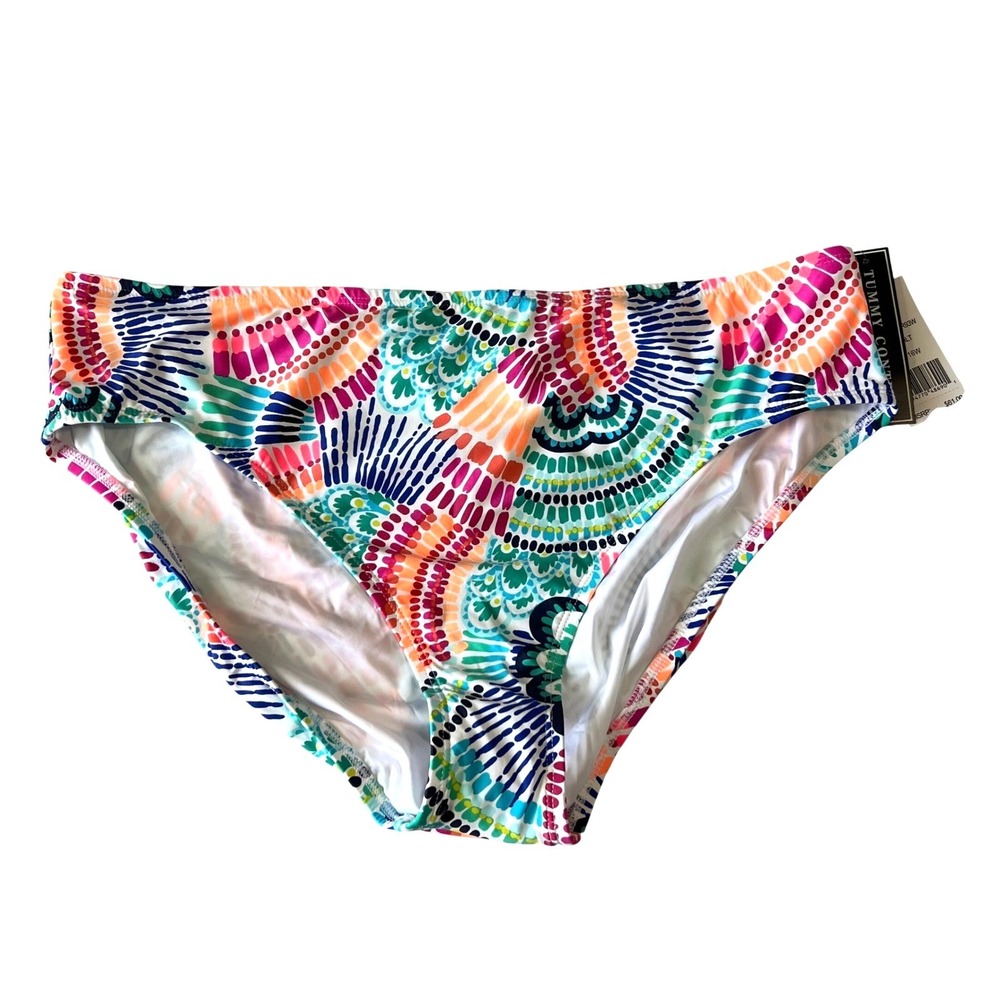 La‎ Blanca Swim Bikini Bottoms Sz 16W Multicolor Geometric Fan Tummy Control NWT